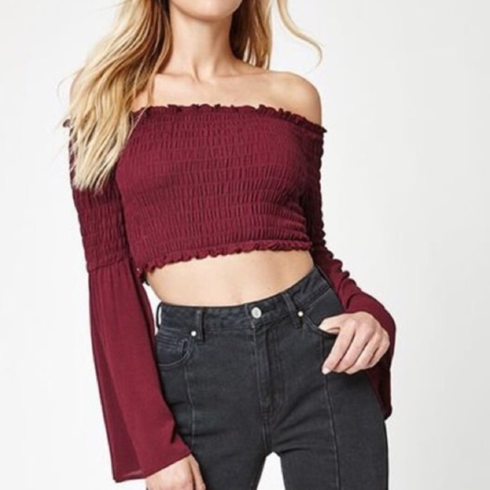 PAC SUN LA Hearts bell sleeve crop